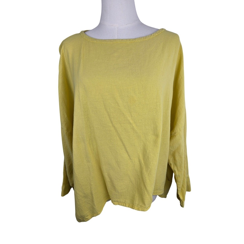 Oh My Gauze Top Size XL 2 Yellow Cotton Gauze Long Sleeve‎ High Low Lagenlook